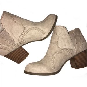 Tan Suede Booties with Heel